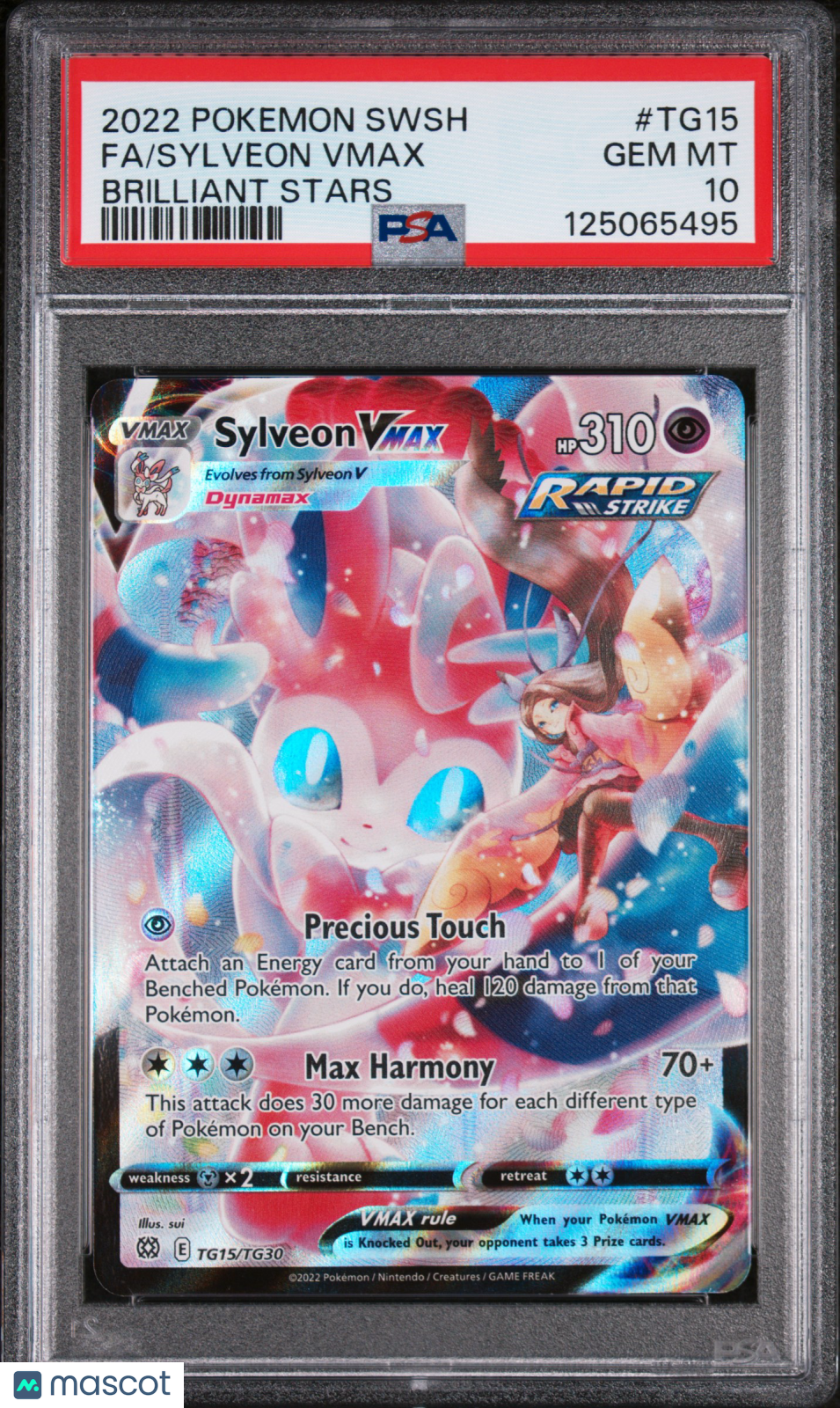 2022 Pokemon Sword & Shield Brilliant Stars Sylveon VMAX #TG15 Full Art PSA 10