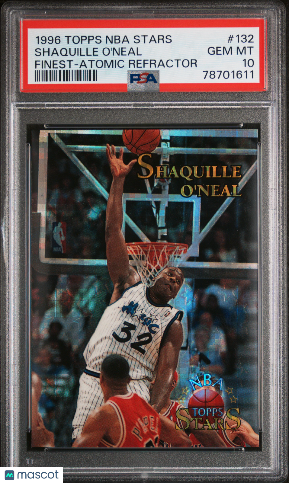 1996 Topps NBA Stars Shaquille O'Neal #132 Finest Atomic Refractor PSA 10 Pop 8