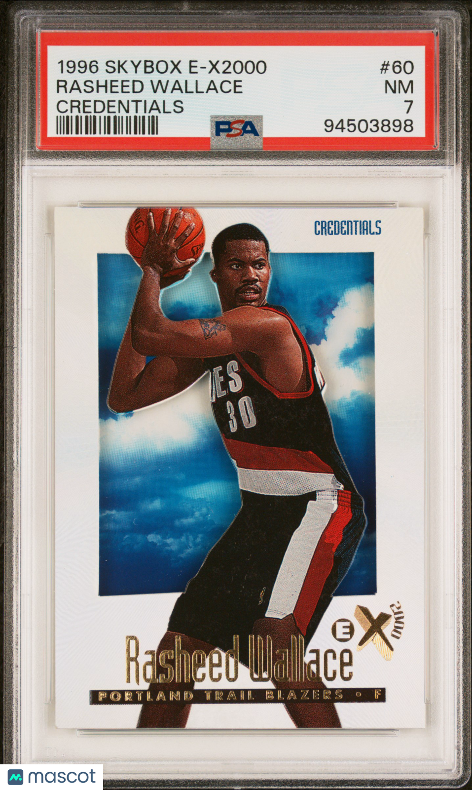 1996 Skybox E-X2000 Rasheed Wallace #60 Credentials  #/499 PSA 7