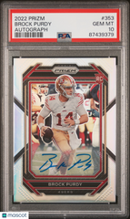 2022 Panini Prizm Brock Purdy #353 Autograph Rookie Silver Auto PSA 10 Gem