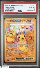 2024 Pokemon SSP EN-Surging Sparks Pikachu EX Hyper Rare PSA 10 #247 Gem