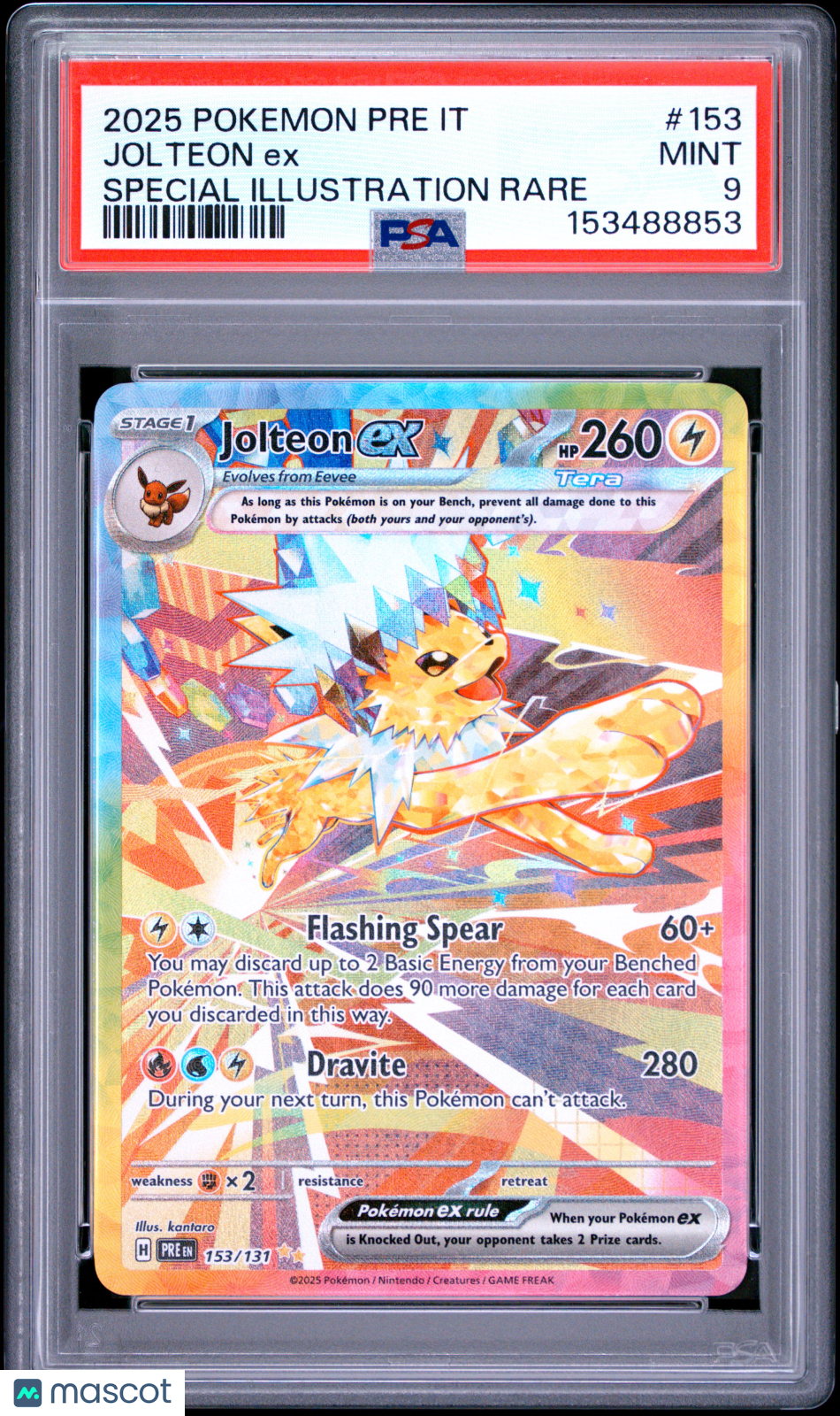 2025 Pokemon Italian Prismatic Evolutions Jolteon EX Special Rare PSA 9 #153