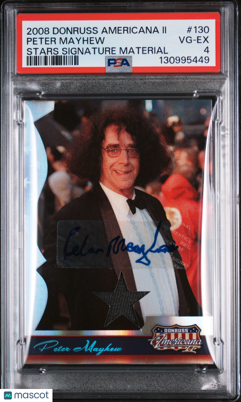 2008 Donruss Americana II Peter Mayhew CHEWBACCA Autograph Relic #130 PSA 4