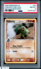 2006 Pokemon EX Dragon Frontiers Chikorita Reverse Foil PSA 8 #44