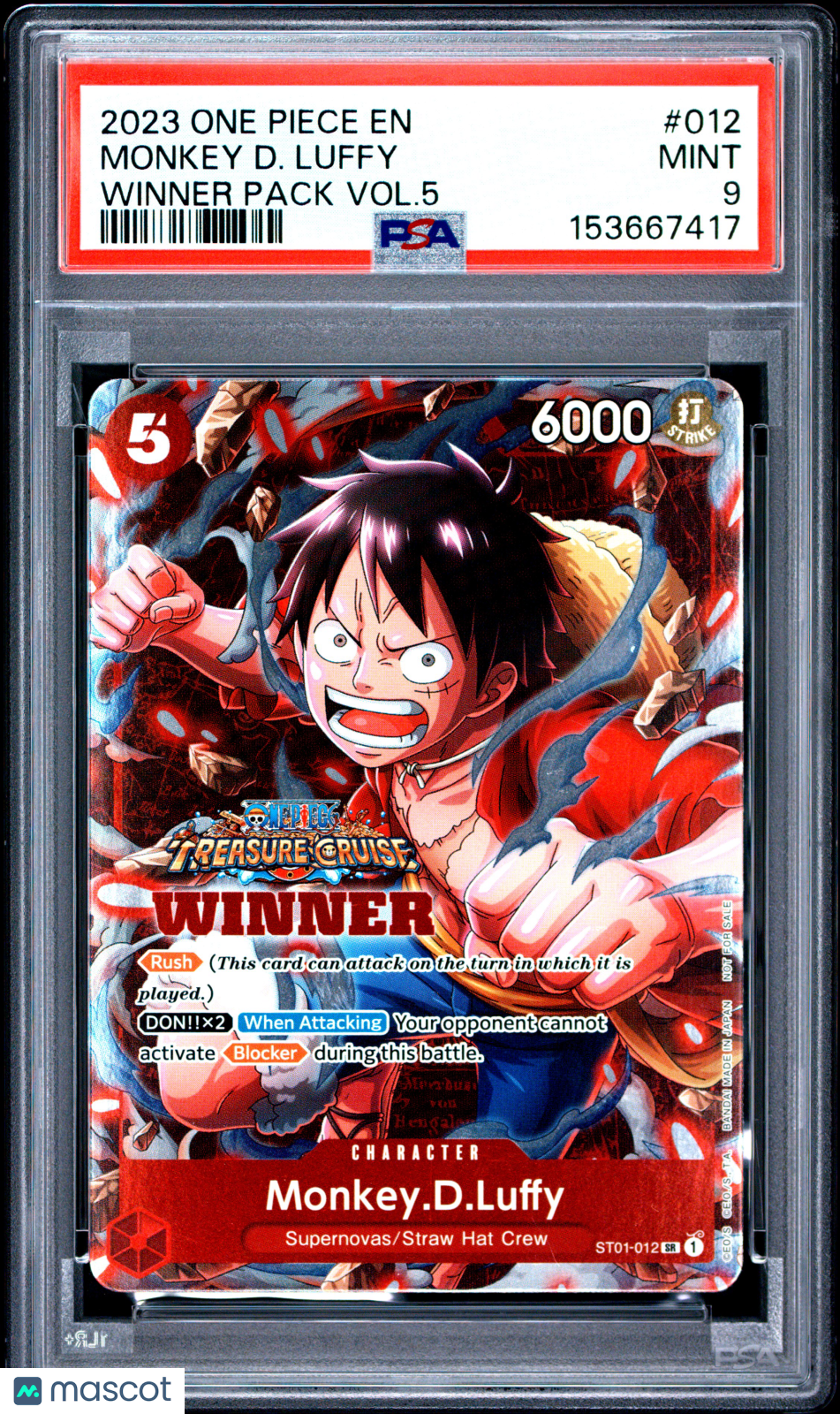 2023 One Piece Promos Monkey D. Luffy Winner Pack Vol.5 PSA 9 #012 Mint
