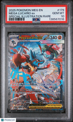 2025 Pokemon Mega Evolution Mega Lucario Special Illustration Rare PSA 10 #179