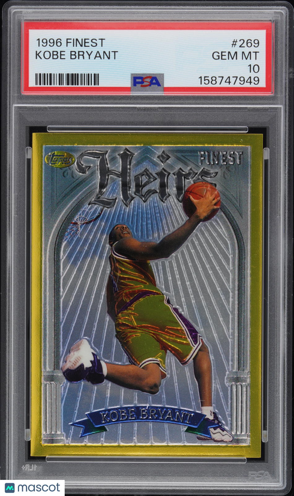 1996 Topps Finest Kobe Bryant Heirs Gold Rookie Rare PSA 10 Gem Lakers Low Pop