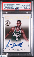 2012 National Treasures Champions Bill Russell #21 Champs Gold P /24 PSA Auto 10