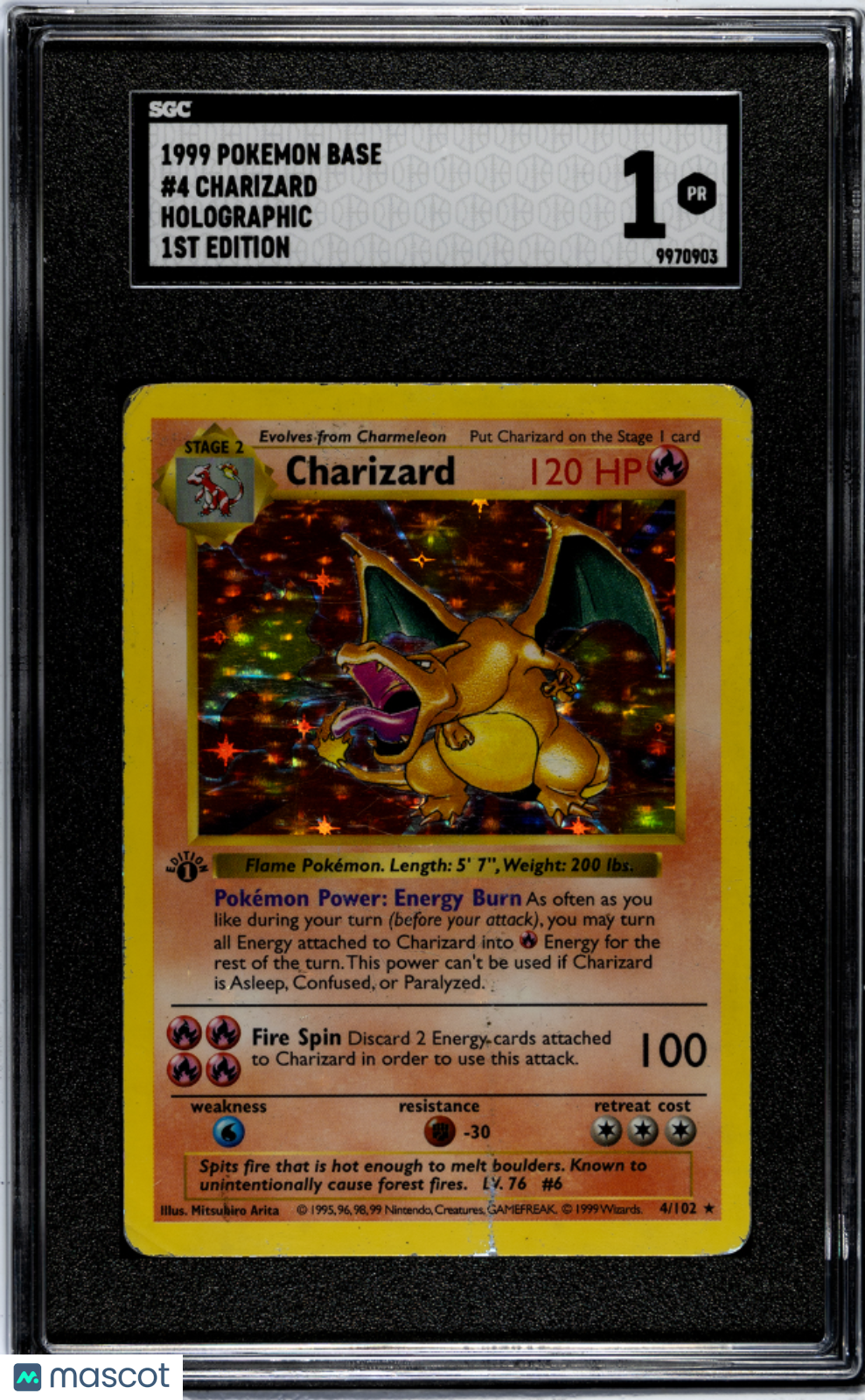 1999 Pokemon Base Set Charizard 1st Edition HOLO SGC 1 PR #4 🔥