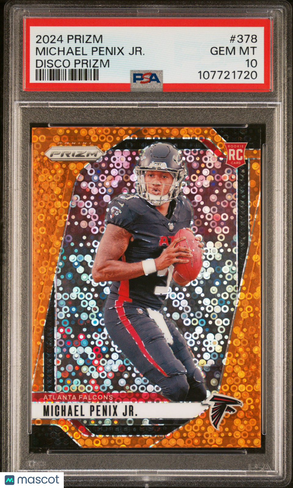 2024 Panini Prizm Michael Penix JR. #378 Orange Disco Rookie PSA 10 Falcons