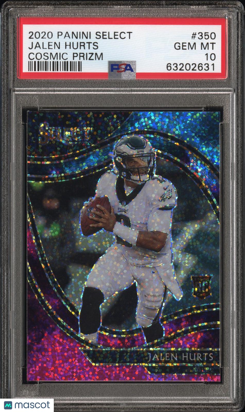 2020 Panini Select Jalen Hurts #350 Cosmic Prizm Field Level Rookie SP PSA 10