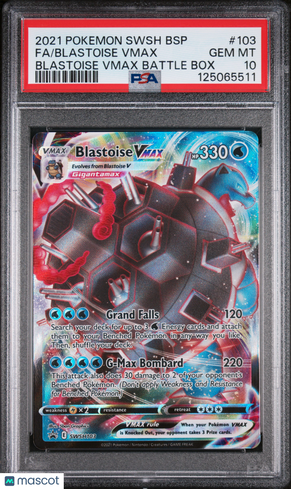 2021 Pokemon Swsh Black Star Promo Blastoise VMAX #103 Fa Battle Box PSA 10 Gem