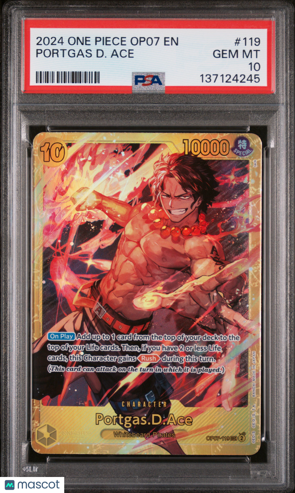 2024 One Piece Op07-500 Years In The Future Portgas D. Ace Holo PSA 10 #119