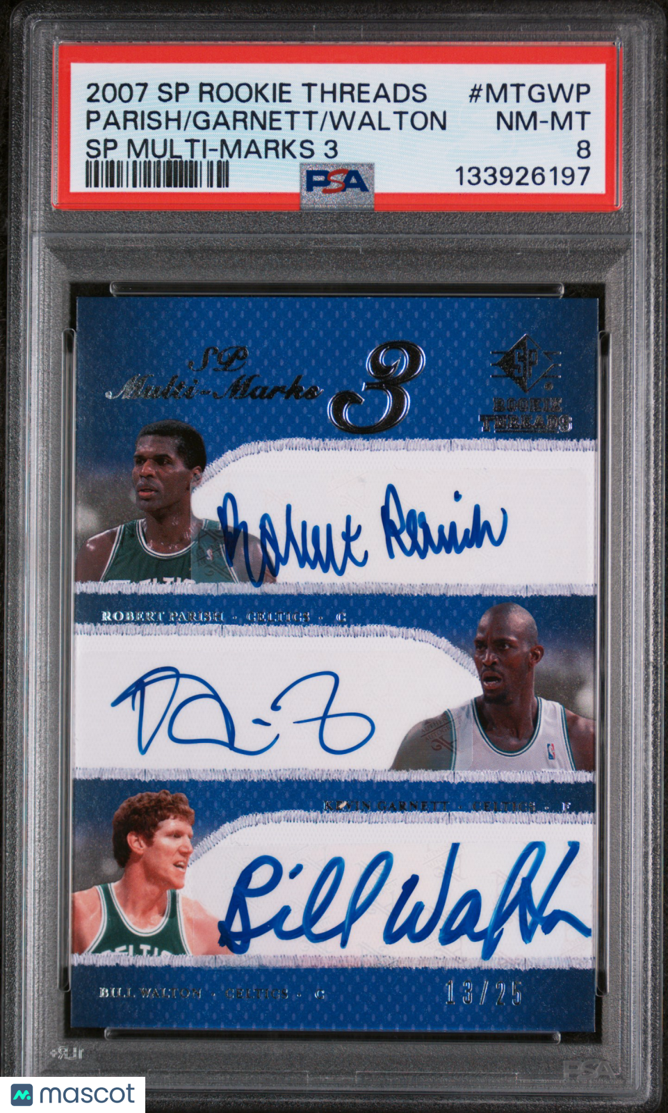 2007 SP Rookie Threads SP Multi-Marks 3 Walton Garnett Parish Auto #/25 PSA 8