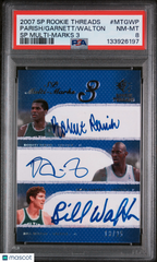 2007 SP Rookie Threads SP Multi-Marks 3 Walton Garnett Parish Auto #/25 PSA 8