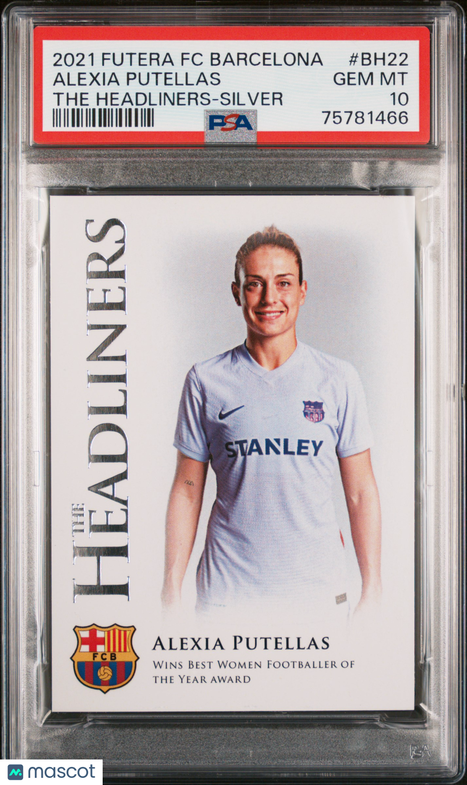 2021 Futera FC Barcelona The Headliners Alexia Putellas #13/45 Silver RC PSA 10