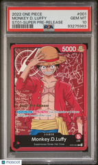 2022 One Piece Starter St01-SHC Monkey D Luffy #001 Super Pre-Release Red PSA 10