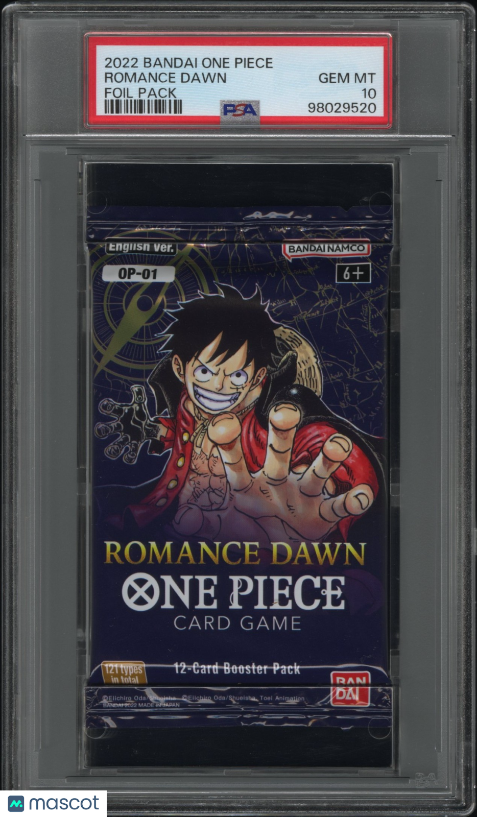 2022 Bandai One Piece Romance Dawn Foil Pack Seal Pack Gem Mint PSA 10 Luffy