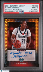 2024 Bowman University Signatures Sarah Strong Orange Geo 23/25 PSA 9 Auto 10