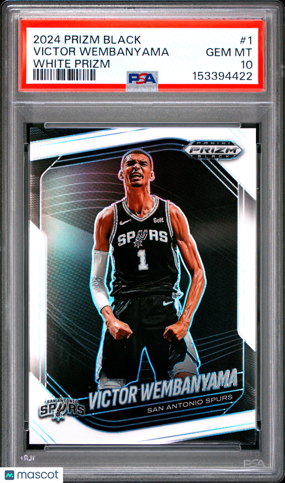 2024 Panini Prizm Black Victor Wembanyama #1 White #/175 PSA 10 Spurs