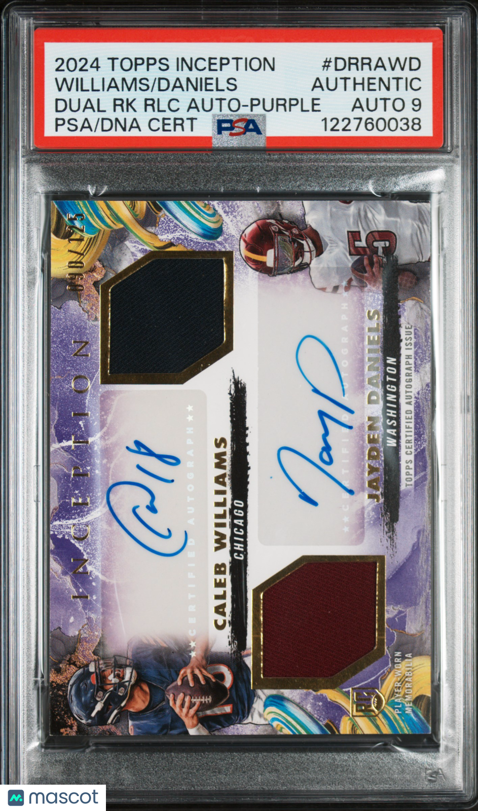 2024 Topps Inception Rookie Patch Auto Daniels Caleb Williams #/125 PSA Auto 9