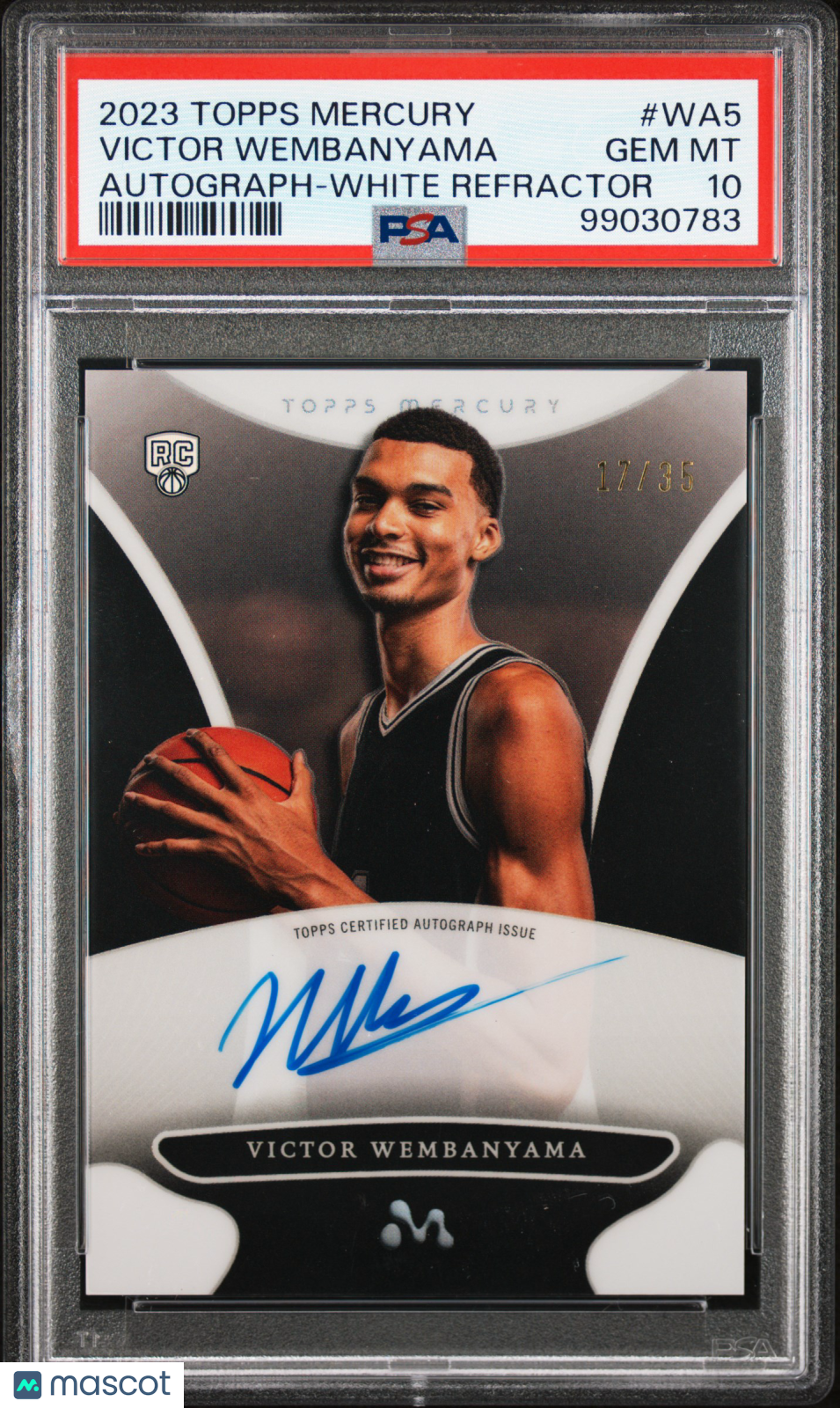 2023 Topps Mercury Victor Wembanyama Auto Rookie White Refractor 35 PSA 10 POP 3