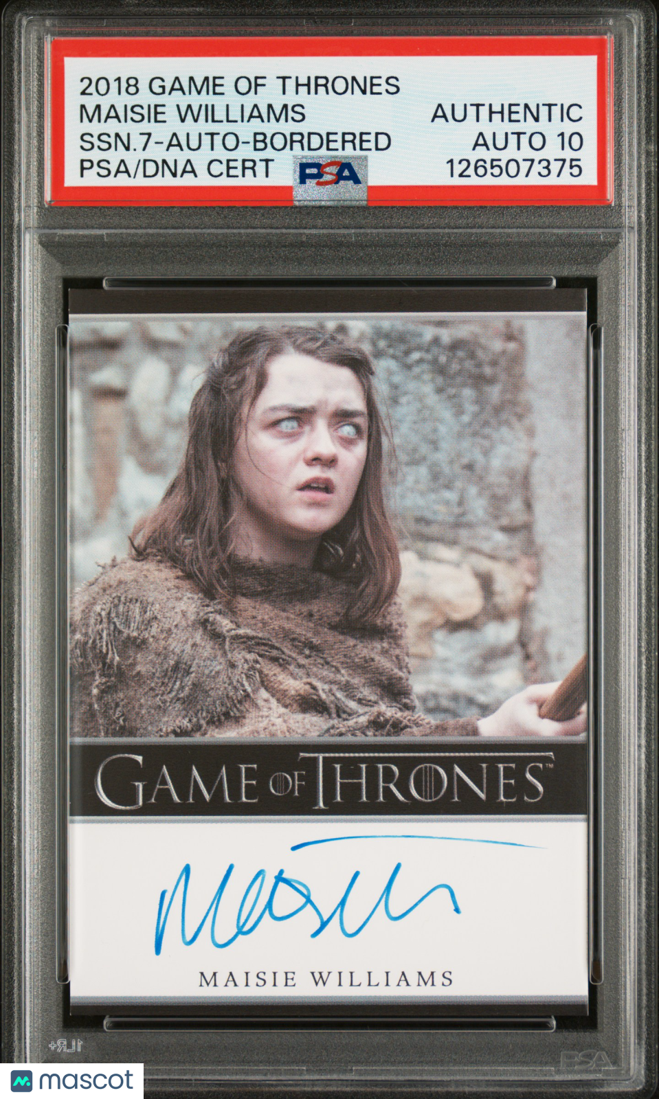 2018 Game Of Thrones Season 7-Autograph Maisie Williams AS Arya PSA Auto 10