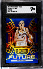 2024 Panini Select Wnba Caitlin Clark #4 Future Blue Prizm Mint Parallel/Variety Rookie POP Highest Pop Blue prizm 43/49 Low Pop SGC 9