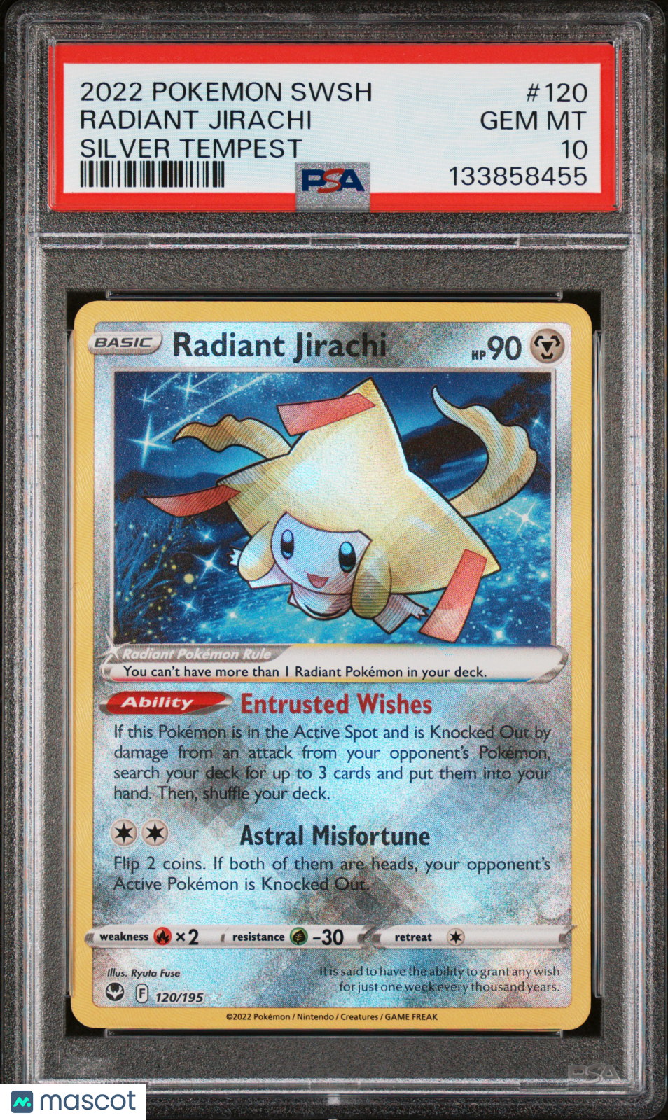 2022 Pokemon Sword & Shield Silver Tempest Radiant Jirachi PSA 10 #120 GEM MINT