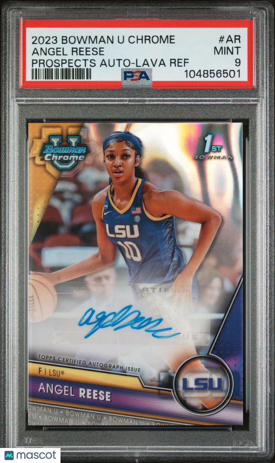 2023 Bowman U Chrome Angel Reese Lava Refractor Rookie Auto /199 PSA 9 WNBA SKY