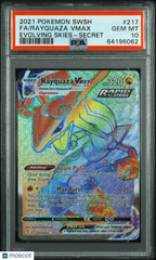2021 Pokemon Sword & Shield Evolving Skies Rayquaza Vmax Fa #217 Secret PSA 10
