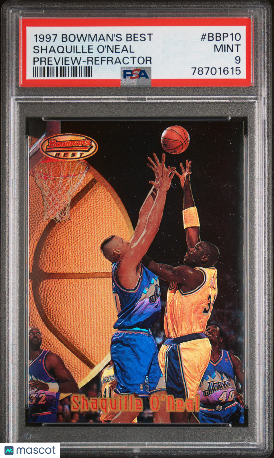 1997 Bowman's Best Preview Shaquille O'Neal #BBP10 SP Refractor PSA 9 Lakers