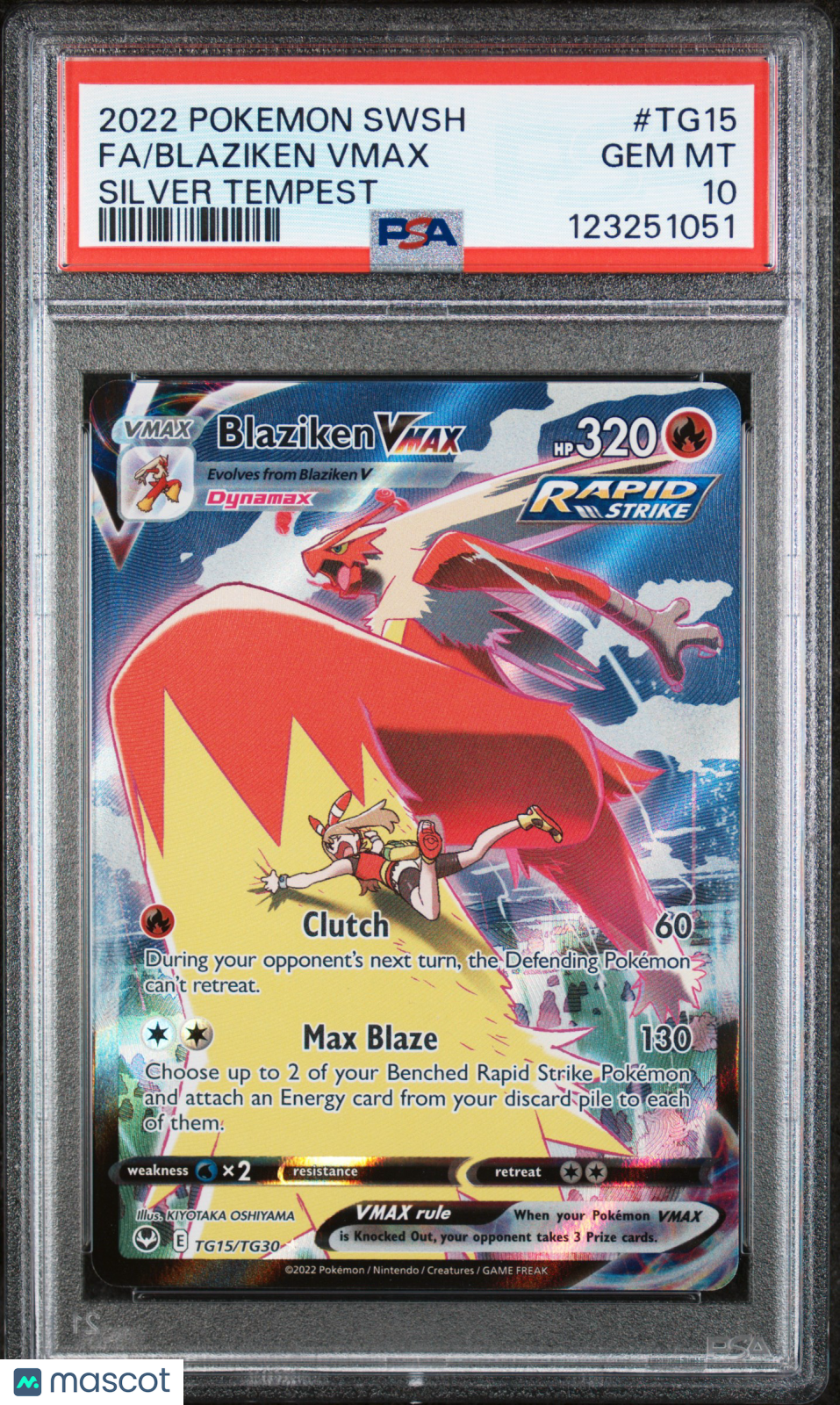 2022 Pokemon Sword & Shield Silver Tempest Blaziken VMAX FULL ART PSA 10 #TG15