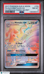 2017 Pokemon Sun & Moon Guardians Rising Aln. Ninetales GX Fa-Secret PSA 8 #150