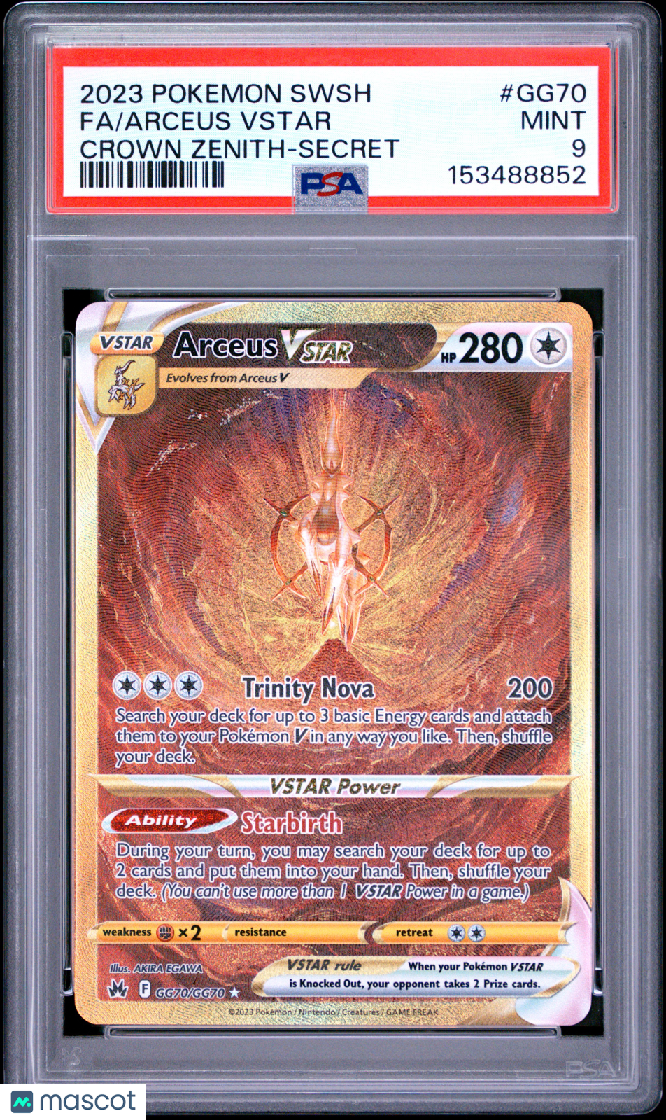 2023 Pokemon Sword And Shield Crown Zenith Arceus VSTAR Secret Fa PSA 9 #GG70