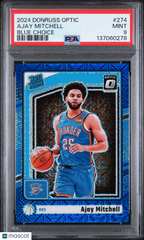 2024 Donruss Optic Rated Rookie Ajay Mitchell Blue Choice Prizm #24/24 PSA 9