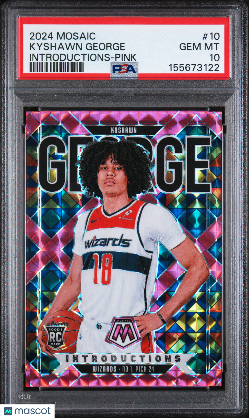 2024 Mosaic Introductions Rookie Kyshawn George #10 Pink Prizm /149 PSA 10 POP 1