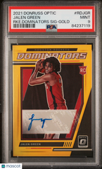 2021 Donruss Optic Rookie Dominators Sig Auto Jalen Green /10 Gold Prizm PSA 9