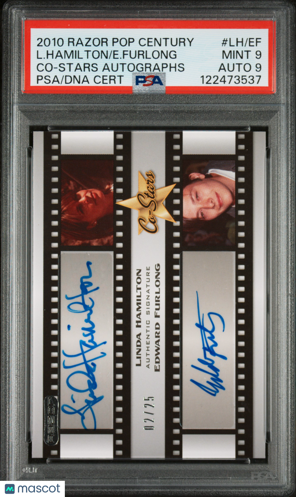 2010 Razor Pop Century Co-Stars Autograph Furlong /Linda Hamilton /25 PSA 9 Auto
