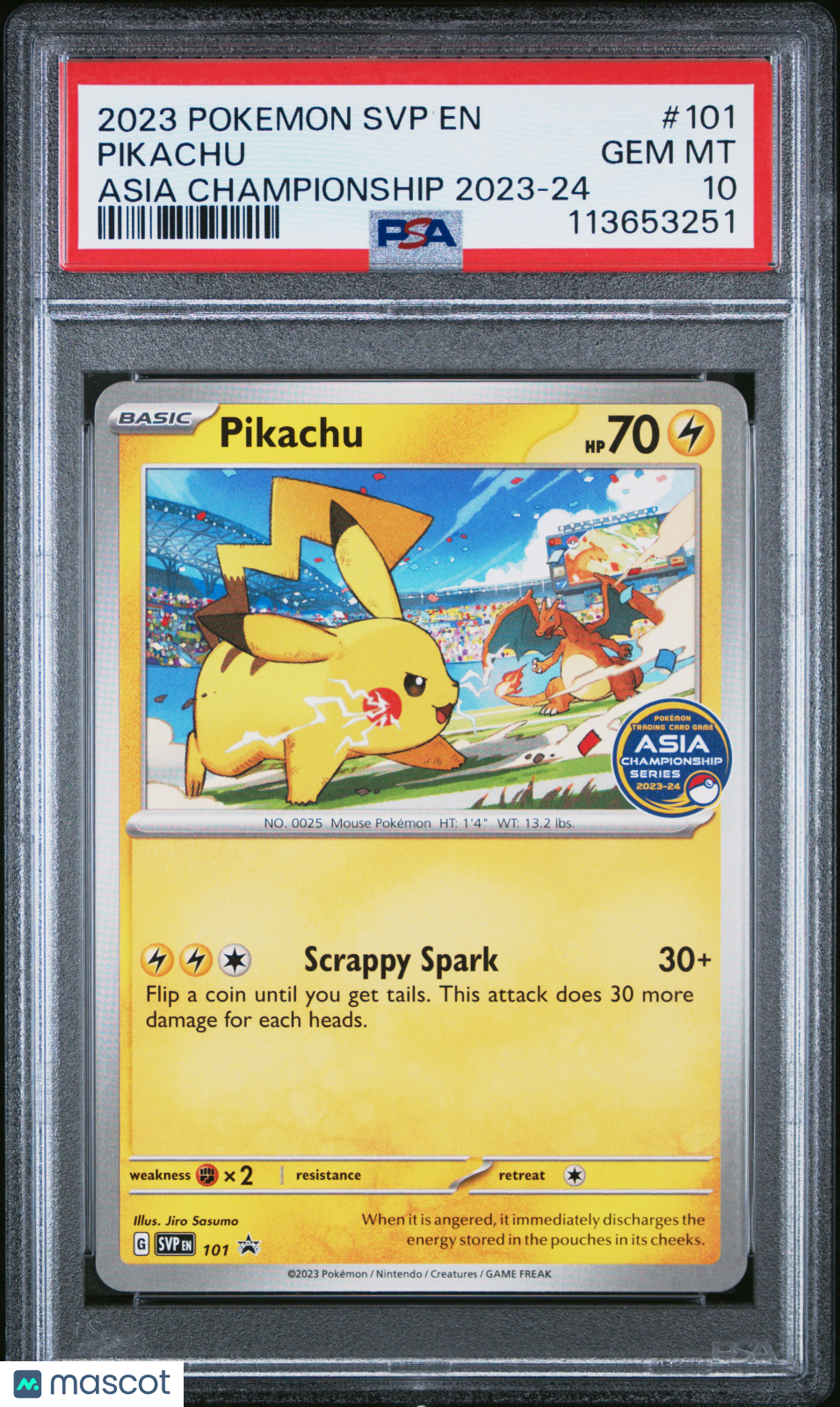 2023 Pokemon Black Star Promo Pikachu Asia Championship 23-24 PSA 10 #101