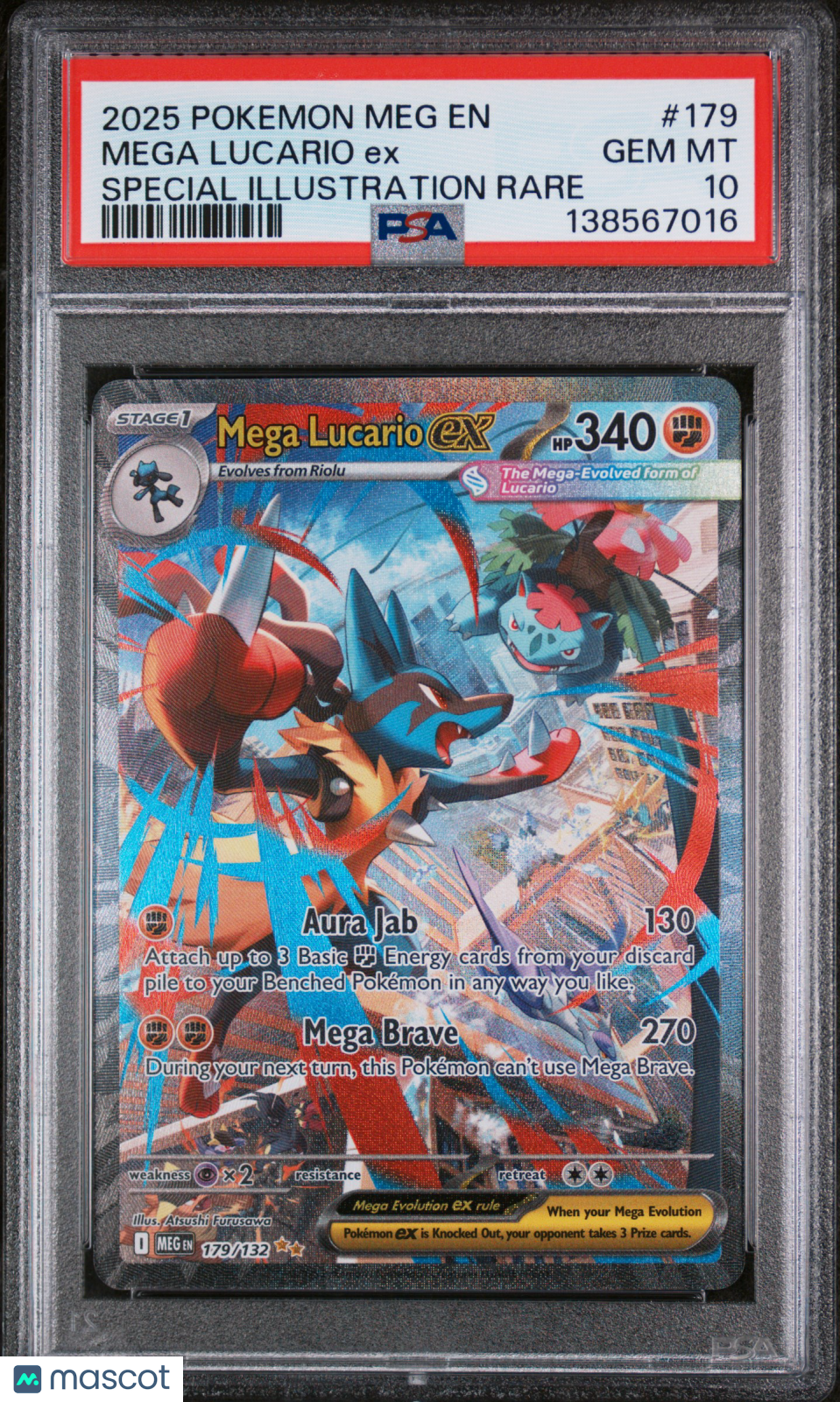 2025 Pokemon Mega Evolution Mega Lucario Special Illustration Rare PSA 10 #179