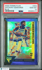 2020 Panini Flux Anthony Edwards #202 Blue Prizm #9/99 Rookie RC PSA 10