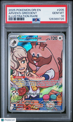 2025 Pokemon Dri EN-Destined Rivals Arven's Greedent #205 Illust Rare PSA 10 Gem