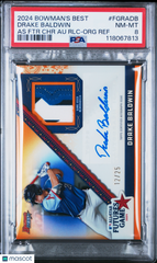 2024 Bowman's Best Chrome DRAKE BALDWIN RC Auto GU All Star Patch ORANGE 25 PSA