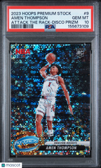 2023 Hoops Premium Stock Attack The Rack Amen Thompson Rookie Disco Prizm PSA 10