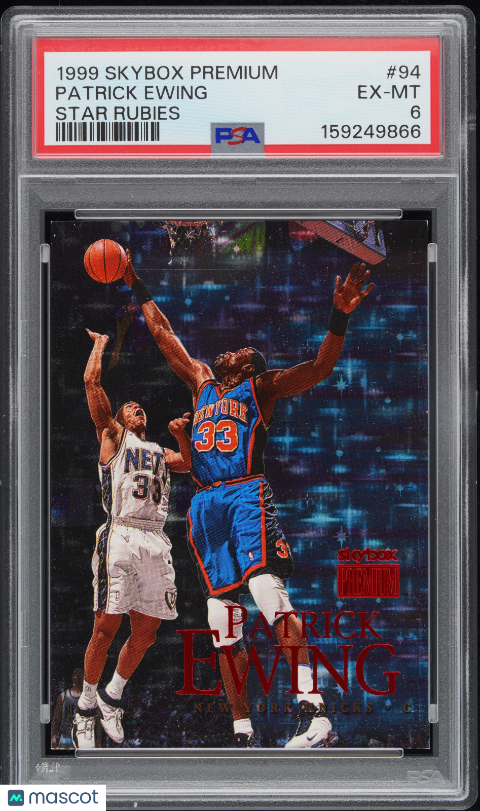 1999-00 Skybox Premium Patrick Ewing #94 Star Rubies 32/45 PSA 6 NY Knicks HOF