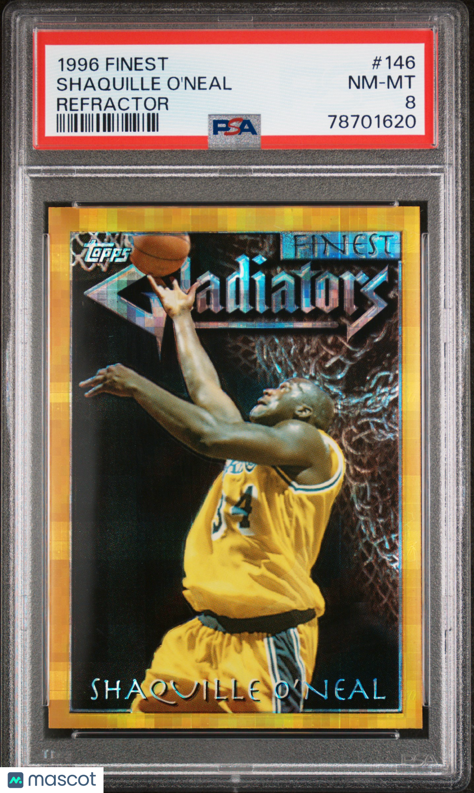 1996 Finest Gladiators Shaquille O'Neal #146 Refractor Rare PSA 8 Lakers
