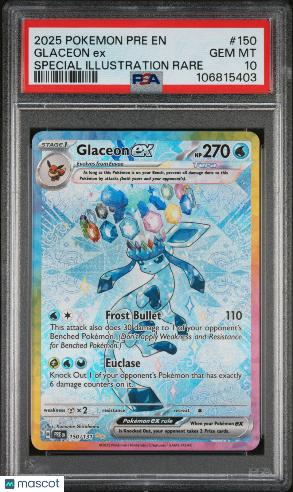 2025 Pokemon Pre EN-Prismatic Glaceon EX #150 Special Illustration Rare PSA 10
