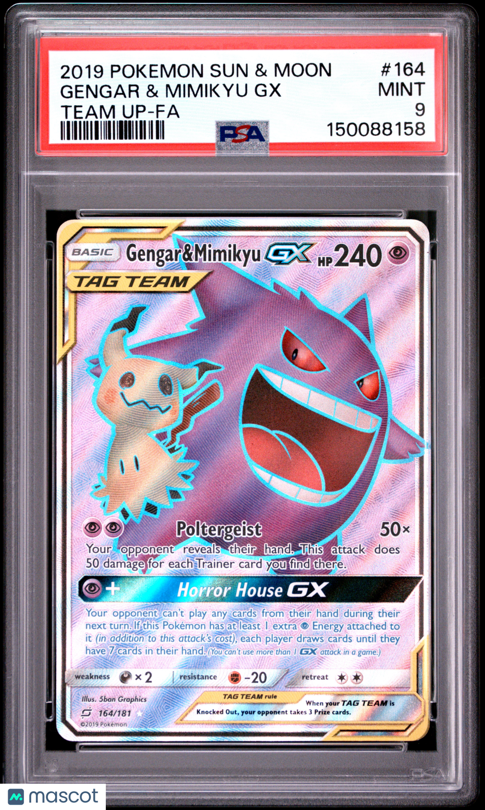 2019 Pokemon Sun & Moon Team Up Gengar & Mimikyu GX Tag Team Fa PSA 9 #164