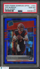 2020 Panini Donruss Optic Joe Burrow #151 Blue Hyper Prizm Rookie RC PSA 10
